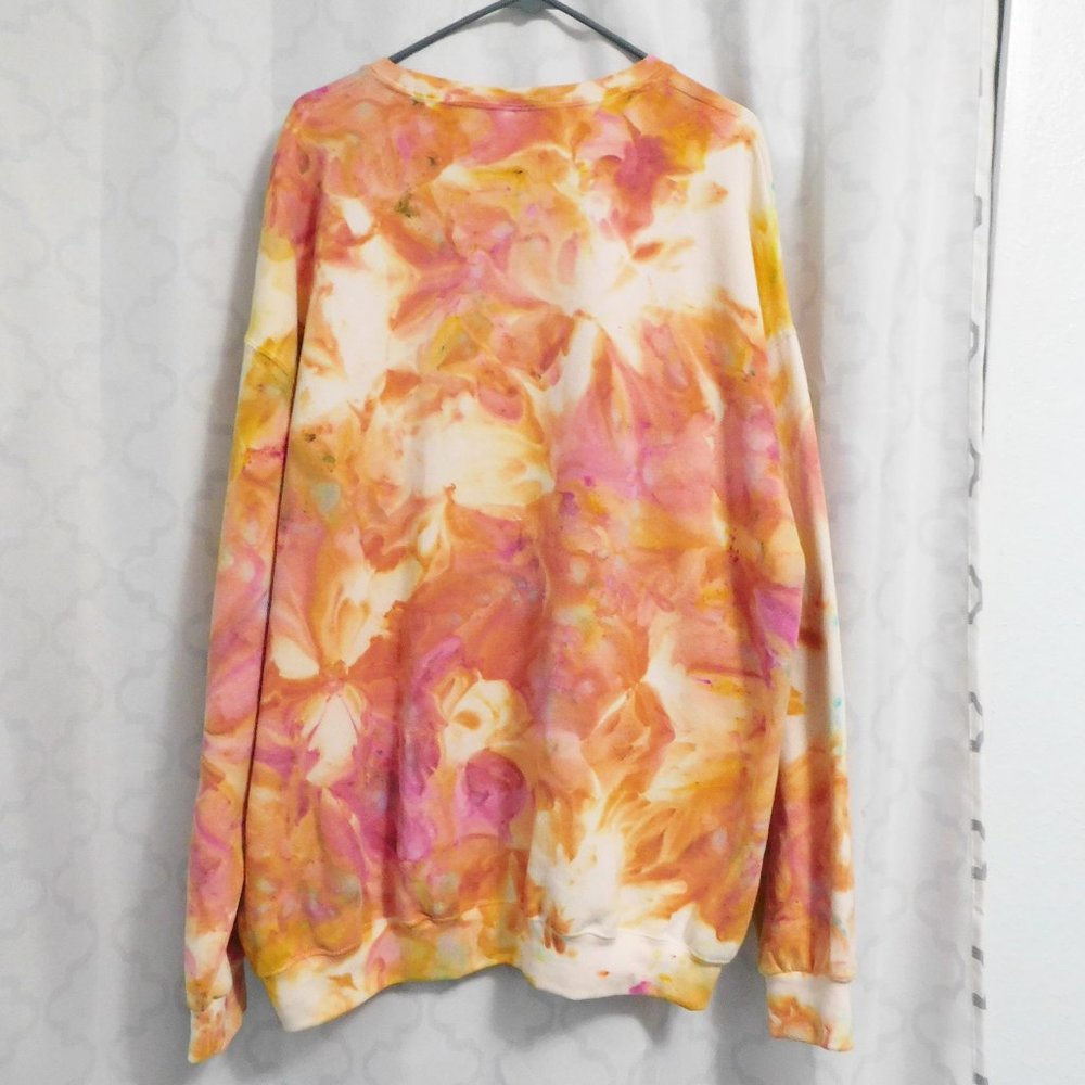 Orange & Pink Handmade Tie Dye Sweatshirt - 2XL New - Picture 2 of 3